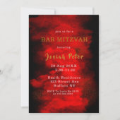 Barre de fumée noire et rouge Mitzvah Invitations (Devant)