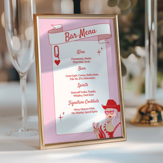 Barre de la Reine des coeurs Menu Rouge rose