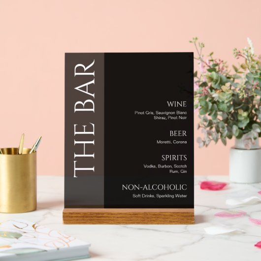 Barre de mariage à deux tons noirs Menu (Mariage)