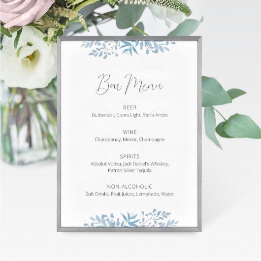 Barre de Mariages Blue Eucalyptus Panneau de menu