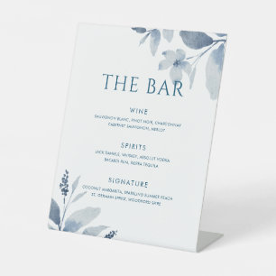 Barre de Mariages Florale bleu foncé Panneau de me