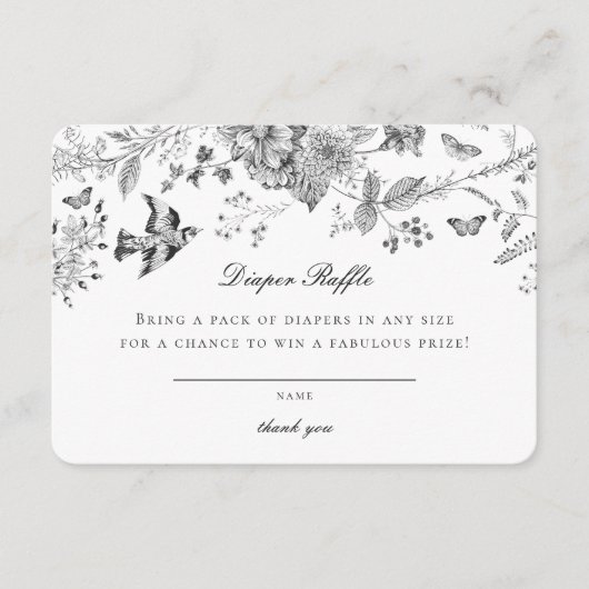 Barre florale de Toile noire Invitation Insertion (Devant)