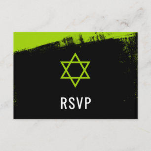 Barre grunge Mitzvah RSVP de noir de vert de chaux