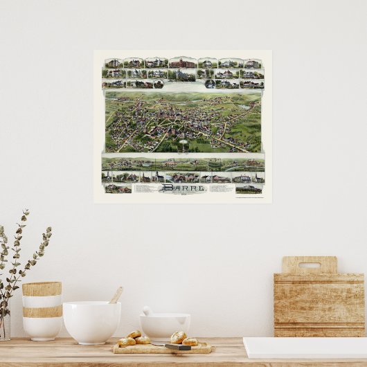 Barre, MA Panoramic Map - 1891 Poster (Keuken)