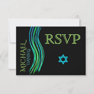 Barre Mitzvah Neon Prière verte châle RSVP