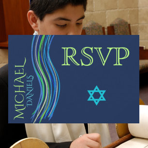 Barre Mitzvah Prière bleue et verte RSVP