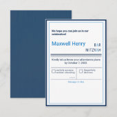 Barre moderne Bleu Barre Mitzvah RSVP (Devant / Derrière)