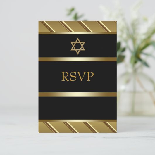Barre noire et or Mitzvah RSVP (Debout devant)