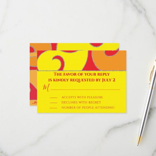 Barre ou Bat mitzvah RSVP Silvery Swirls (Devant/Arrière en situation)