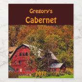 Barre rouge en automne Étiquette de vin (Étiquettes simples)