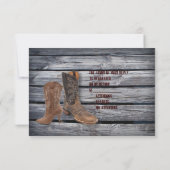 Barre Wood Western Cowboy mariage Réponse RSVP (Dos)