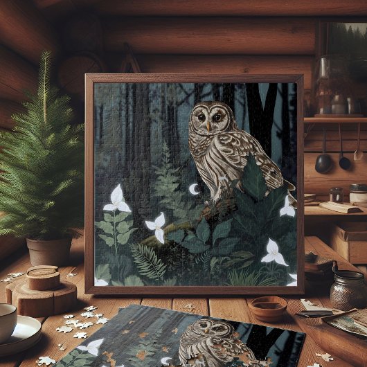 Barred Owl Fantasy Woodland Trillium Night Garden Legpuzzel