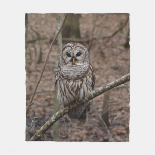 Barred Owl in Forest Afbeelding Fleece Blanket Deken