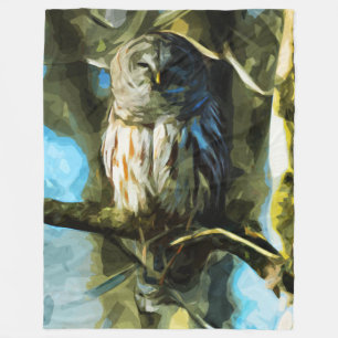 Barred Owl in Tree Abstract Impressionisme Fleece Deken