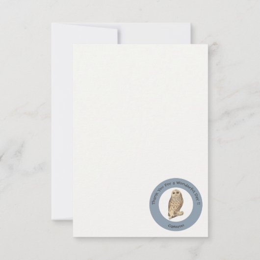 Barred Owl - Verjaardag of ander feestthema evenem Bedankkaart (Achterkant)