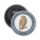 Barred Owl - Verjaardag of ander feestthema evenem Button Flesopener (Voorkant)
