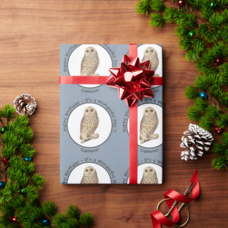 Barred Owl - Verjaardag of ander feestthema evenem Cadeaupapier