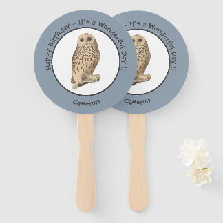 Barred Owl - Verjaardag of ander feestthema evenem Handwaaier