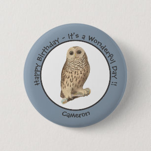 Barred Owl - Verjaardag of ander feestthema evenem Ronde Button 5,7 Cm
