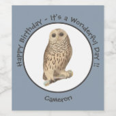 Barred Owl - Verjaardag of ander feestthema evenem Wijn Etiket (Enkel label)