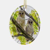 Barred Owlets Springtime Keramisch Ornament (Rechts)