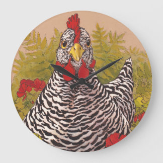 Barred Rock Chicken Wall Clock Grote Klok