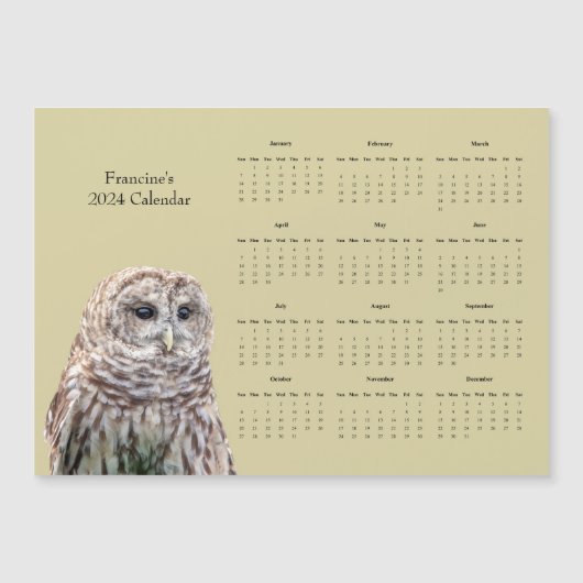 Barred Uil en kalender 2024 (Voorkant)