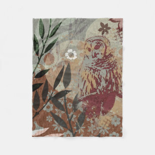 Barred Uil Natuur Heart Leaves Flowers Tapestry Fleece Deken