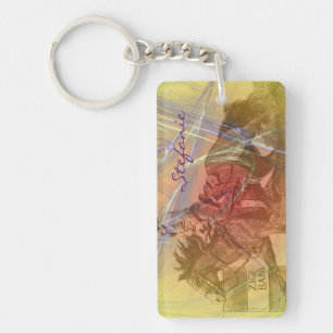 Barrel Racer II (gele oranje werveling) Sleutelhanger