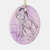 Barrel Racer (roze harten) Keramisch Ornament (Rechts)