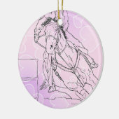 Barrel Racer (roze harten) Keramisch Ornament (Links)