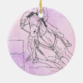 Barrel Racer (roze harten) Keramisch Ornament (Achterkant)