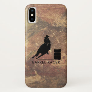 Barrel Racer Silhouette op Brown Grunge iPhone X Hoesje