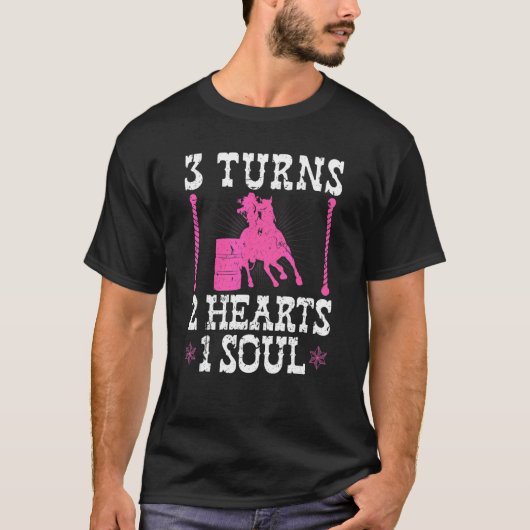 Barrel Racing 3 draait 2 Harten 1 Soul Rodeo Barre T-shirt (Voorkant)