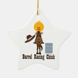 Barrel Racing Chick Star Ornament