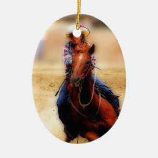 Barrel Racing Cowgirl 2018 keramisch sieraad Ornament