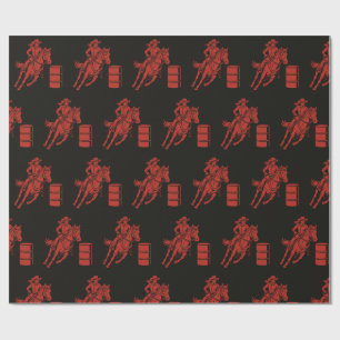 Barrel racing cowgirl- cadeau wrap cadeaupapier