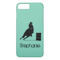 Barrel Racing Girl Silhouette op een groene achter