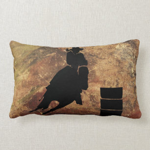 Barrel Racing Girl Silhouette op een Grunge Textur Kussen