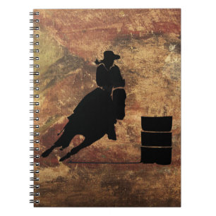 Barrel Racing Girl Silhouette op een Grunge Textur Notitieboek