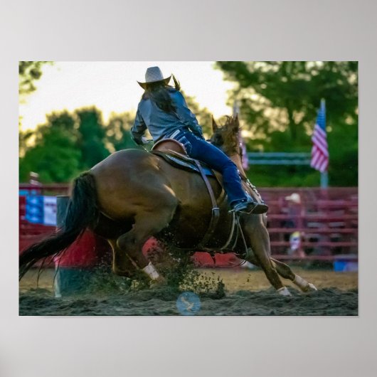 Barrel Racing in Dusk Poster (Voorkant)