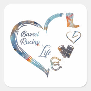 Barrel Racing Life - Cowgirl Design Vierkante Sticker