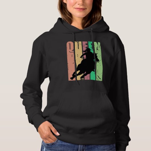 Barrel Racing Queen Rodeo Women Cowgirls Retro Vin Hoodie (Voorkant)