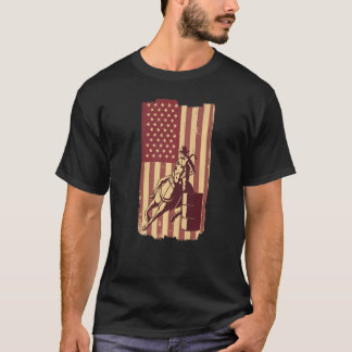 Barrel racing Rodeo Horse Racing USA America Flag T-shirt