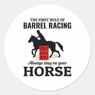 Barrel Racing Rodeo Paardrijden Grappig Ronde Sticker