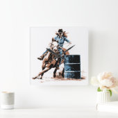 Barrel Racing Vierkante Klok (Huis)