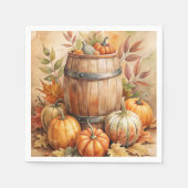 Barrel with Pumpkins Fall Servet (Voorkant)