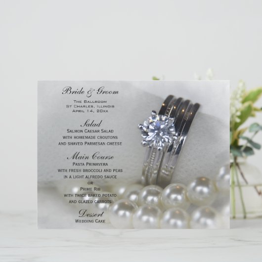 Barres de diamant et perles Menu Mariage (Debout devant)