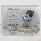 Barres de diamant et perles Menu Mariage (Devant / Derrière)