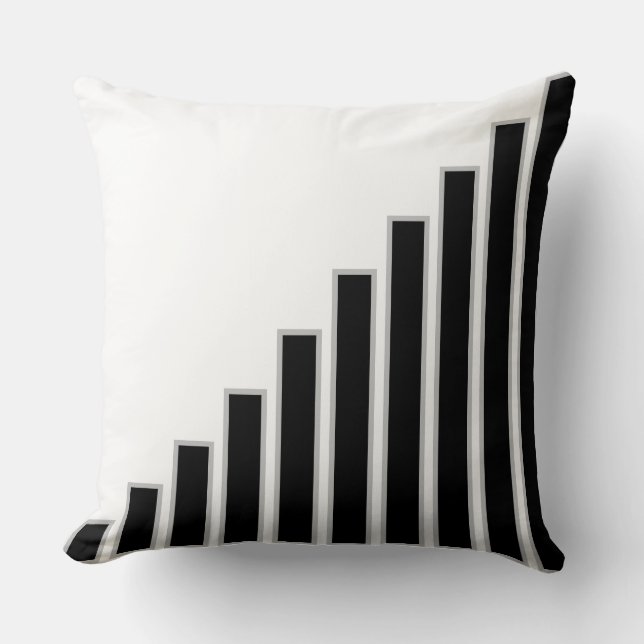 Barres rayées noires et grises sur Coussin de jet  (Recto)